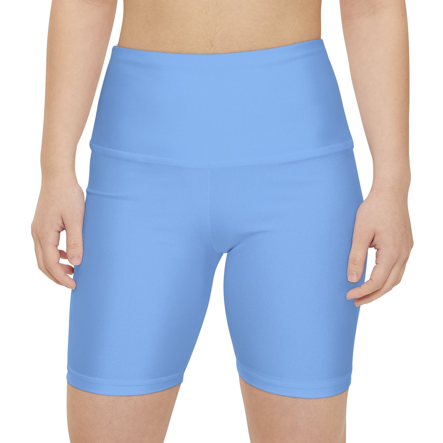 Miranda Blue Women's Workout Shorts — Solid High-Waist Biker Shorts for Exercise & Everyday Wear