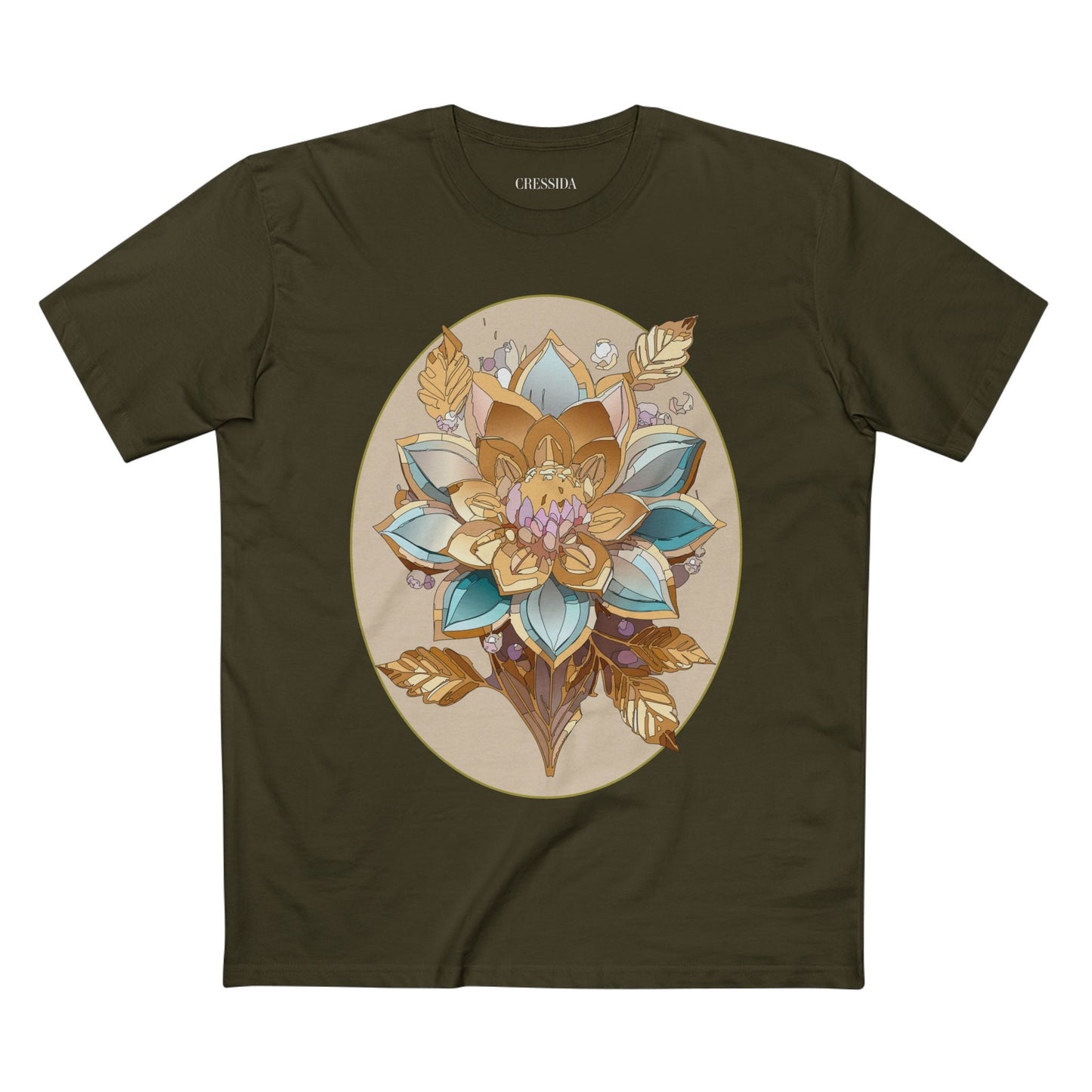Floral Graphic T-Shirt Unisex 100 Cotton Art Design with Antique Flowers Tee 26