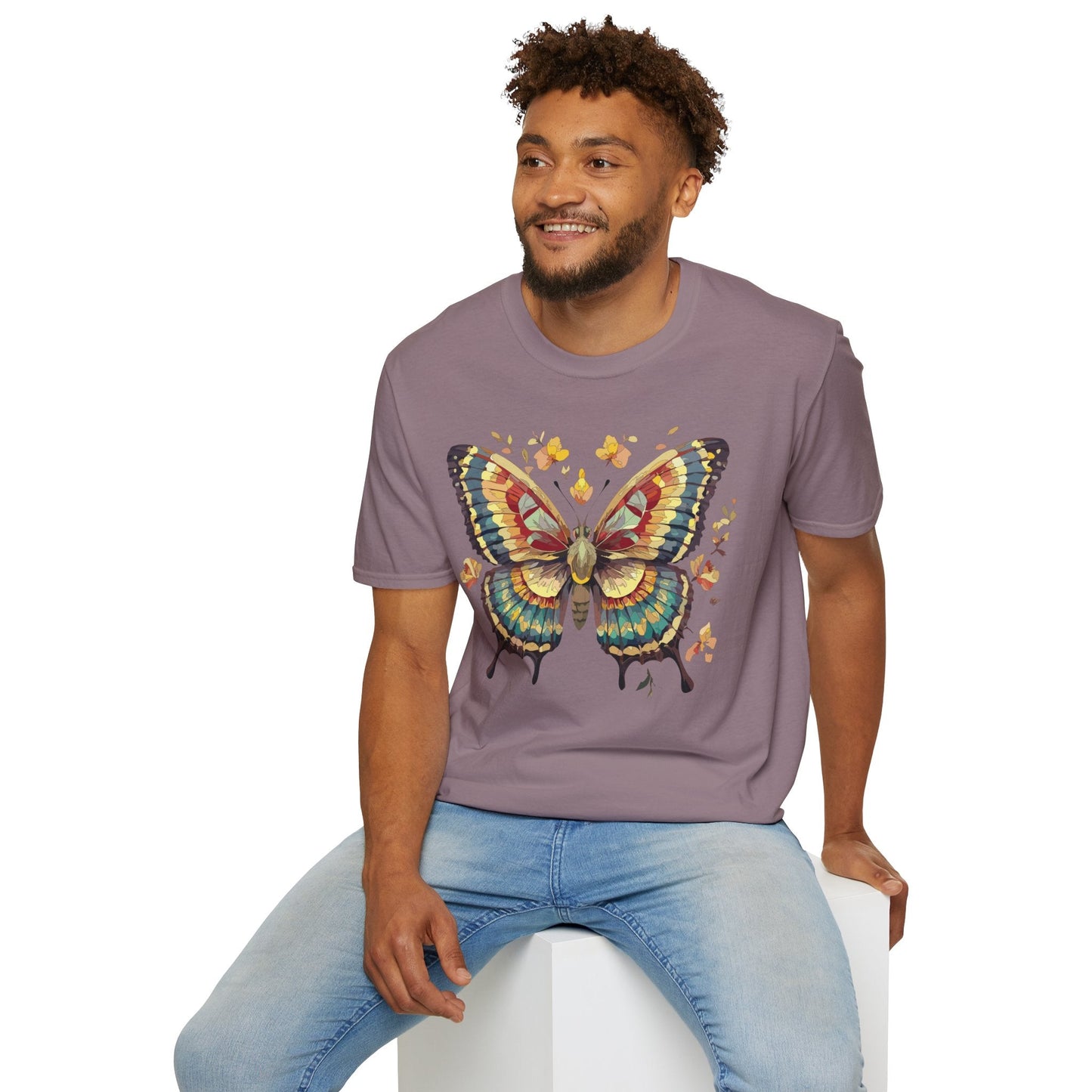 Butterfly Graphic T Shirt Unisex Gildan Softstyle 64000 Monarch Design Lightweight Everyday Wear