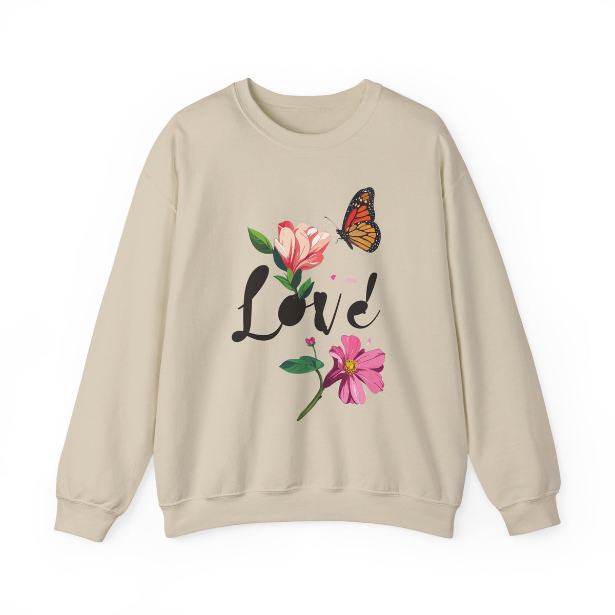 Floral Love Graphic Valentine's Day Sweatshirt Unisex 50/50 Cotton-Poly Sweatshirt w44