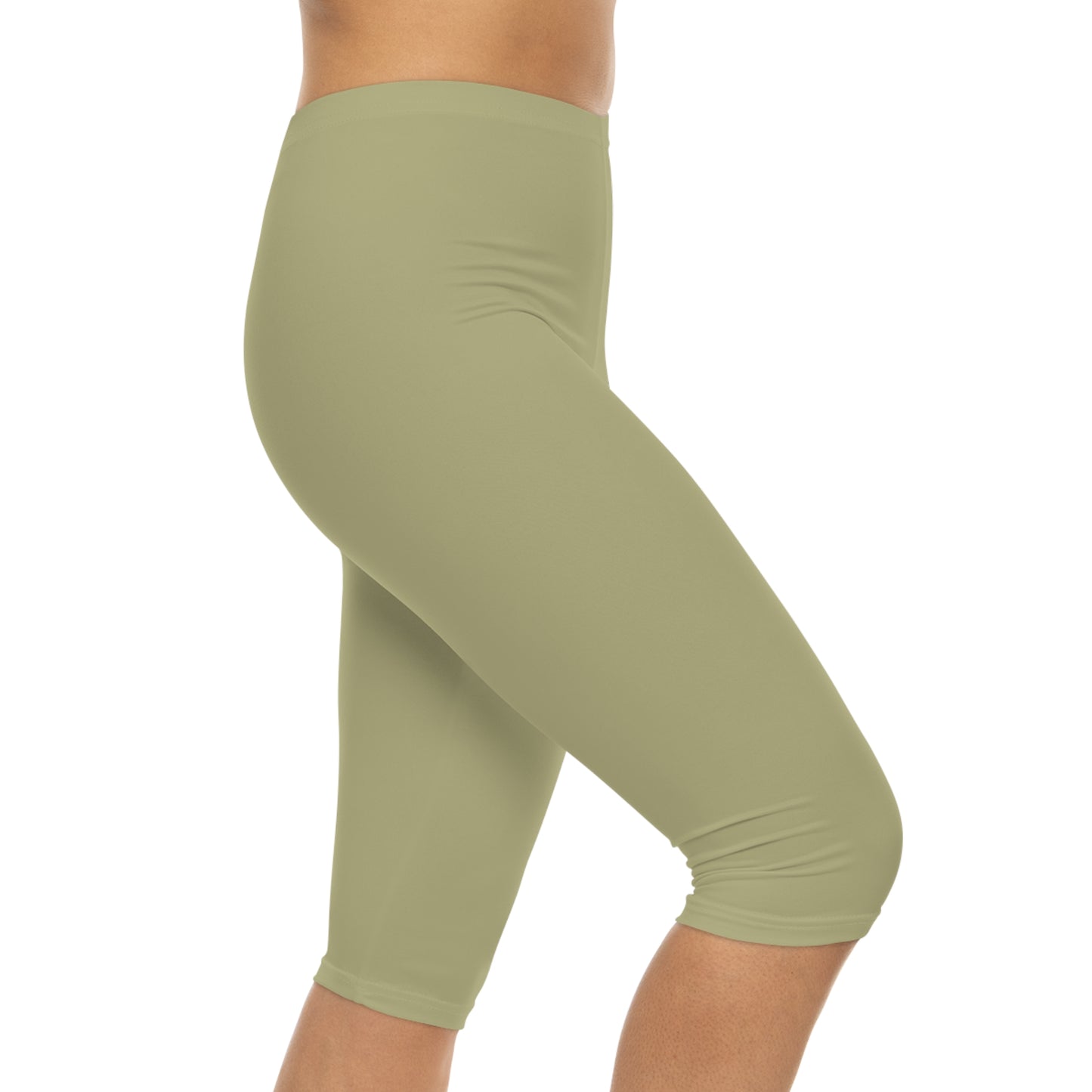Dry Sage Color Women's Brushed Suede Poly Span Casual Capri Leggings XS-2XL