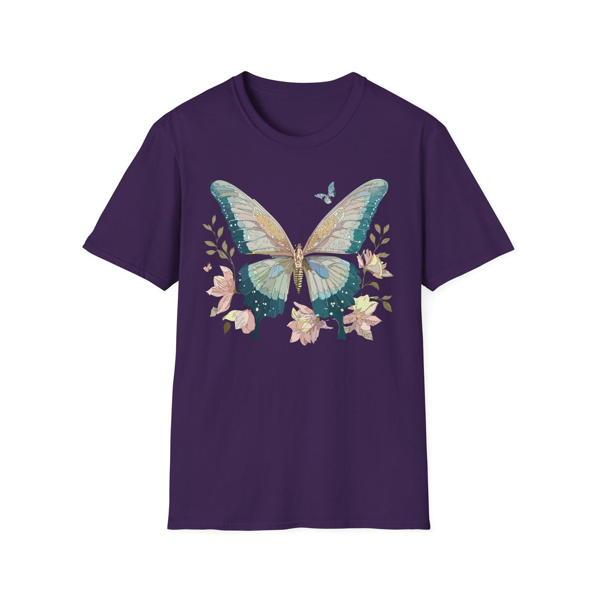 Vintage Blue Butterfly T-Shirt | Floral Wings Nature Graphic Tee Unisex 100 Cotton Gildan T-Shirt