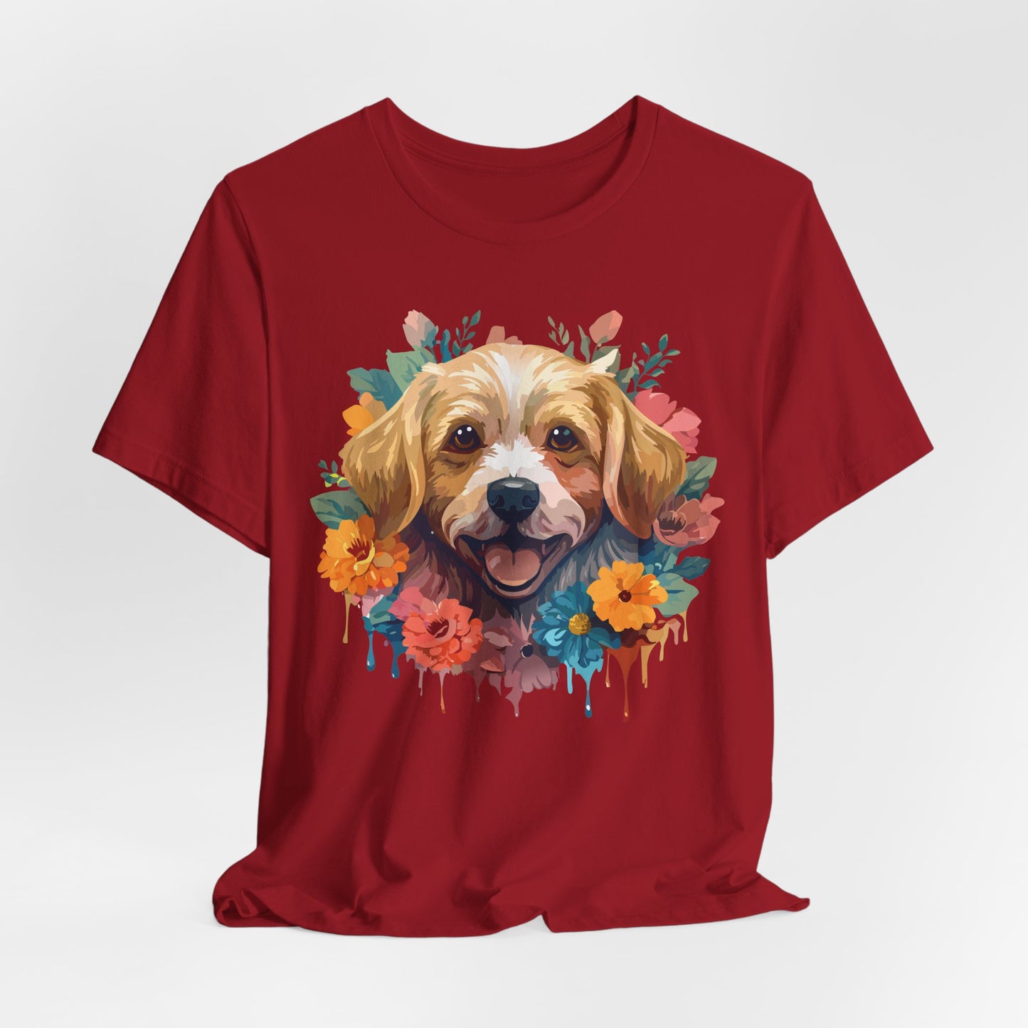 Floral Dog Tee, Animal Shirt, Dog Shirt, Floral Tee, Flower T-shirt, T-Shirt with Animal, Summer Top with Art Design