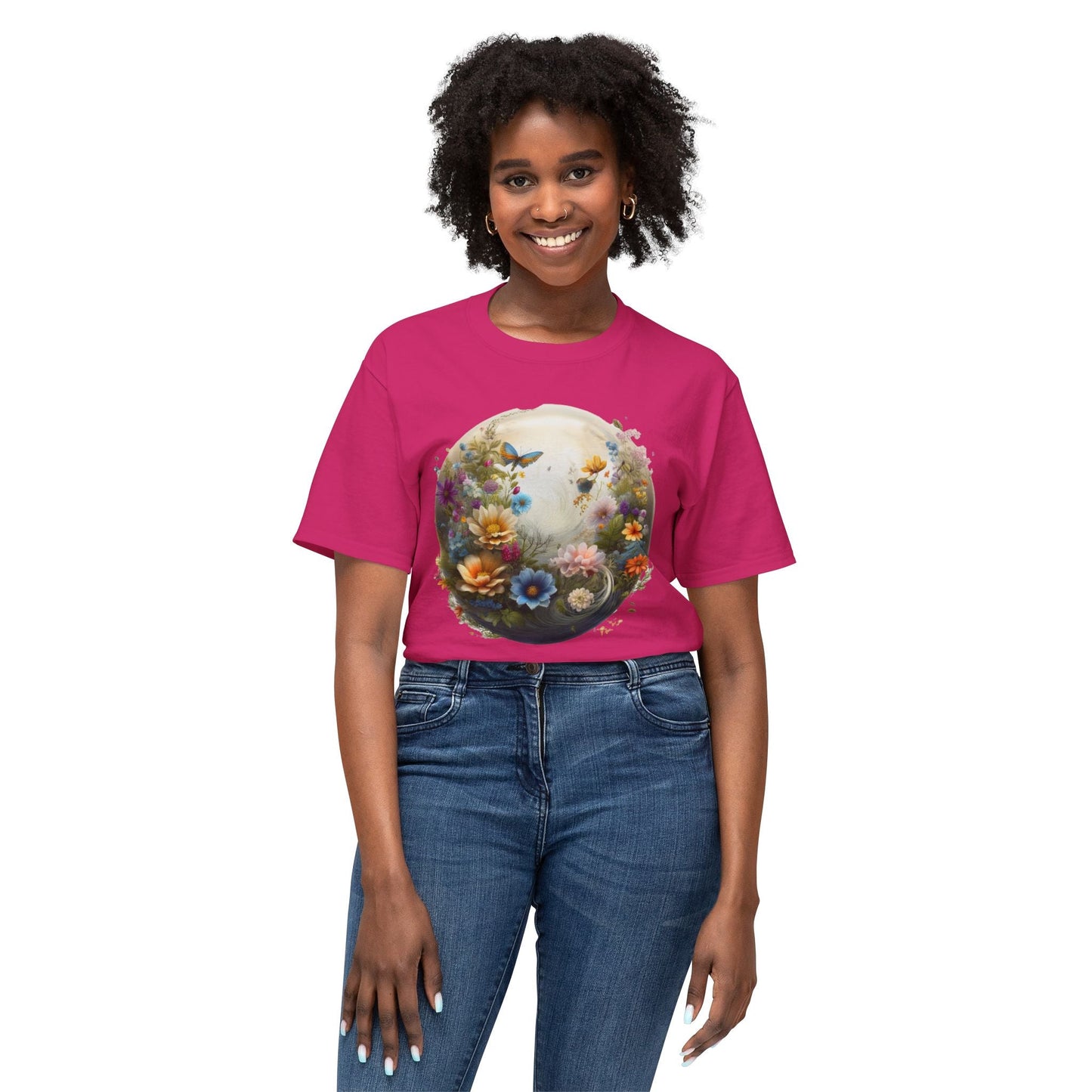 Unisex Floral T Shirt With Art Print HD Cotton Vintage Flowers Tee Shirt Soft Breathable Comfort
