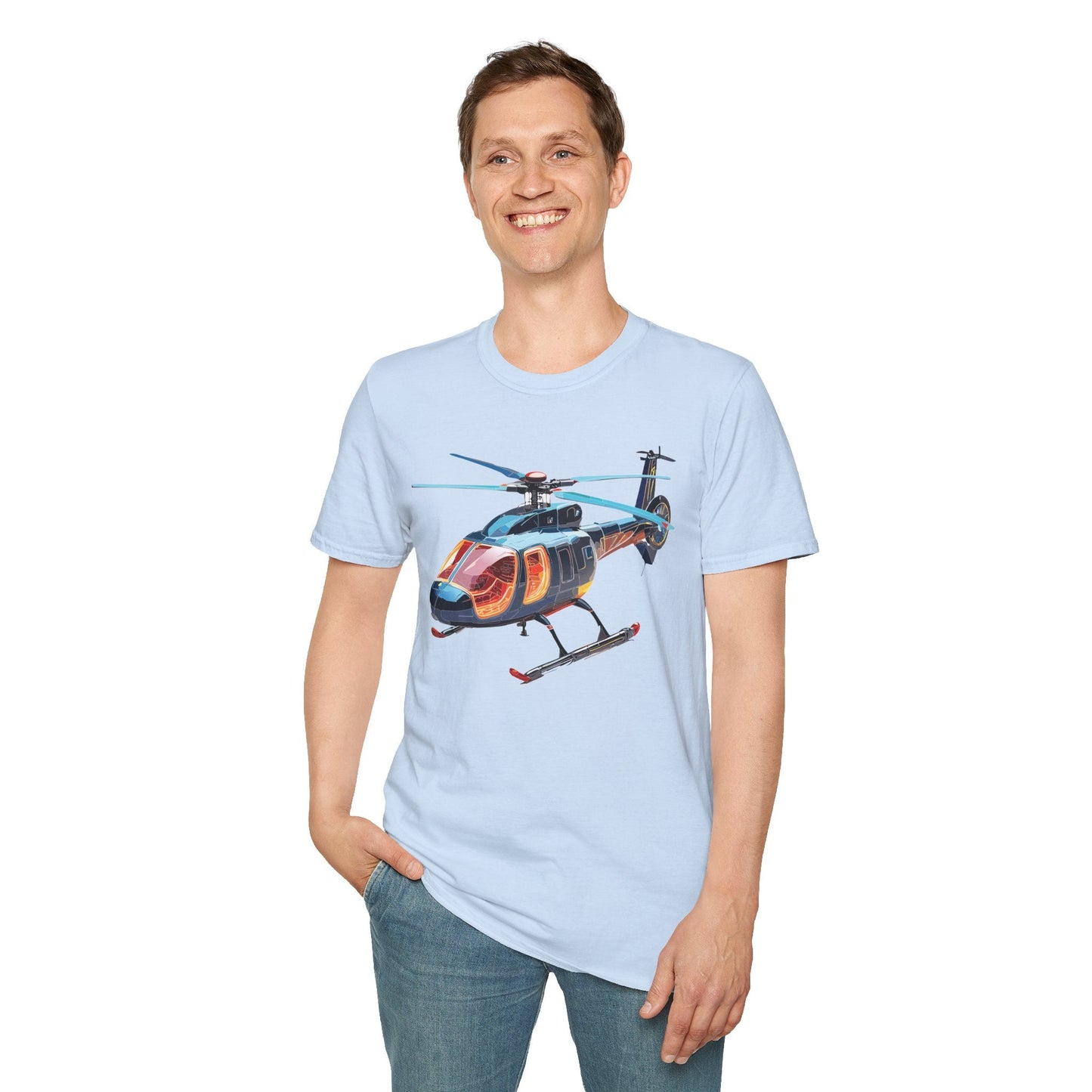 Unisex Helicopter Chopper Shirt Graphic Tee Softstyle 64000 100 Percent Ring Spun Cotton