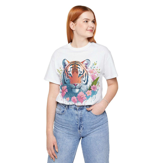 Tiger Graphic Unisex 100 Cotton Vintage Art with Animal Tee 1