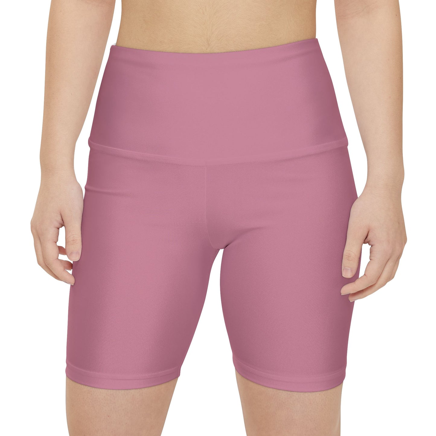 Old Rose Women's Workout Shorts — Solid High-Waist Biker Shorts for Exercise & Everyday Wear