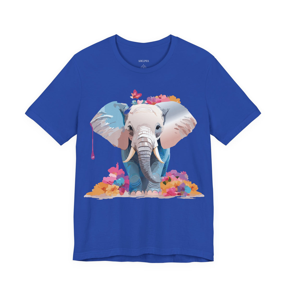 Elephant Graphic Unisex Cotton Bella+Canvas Tee with Art Animal Design e128