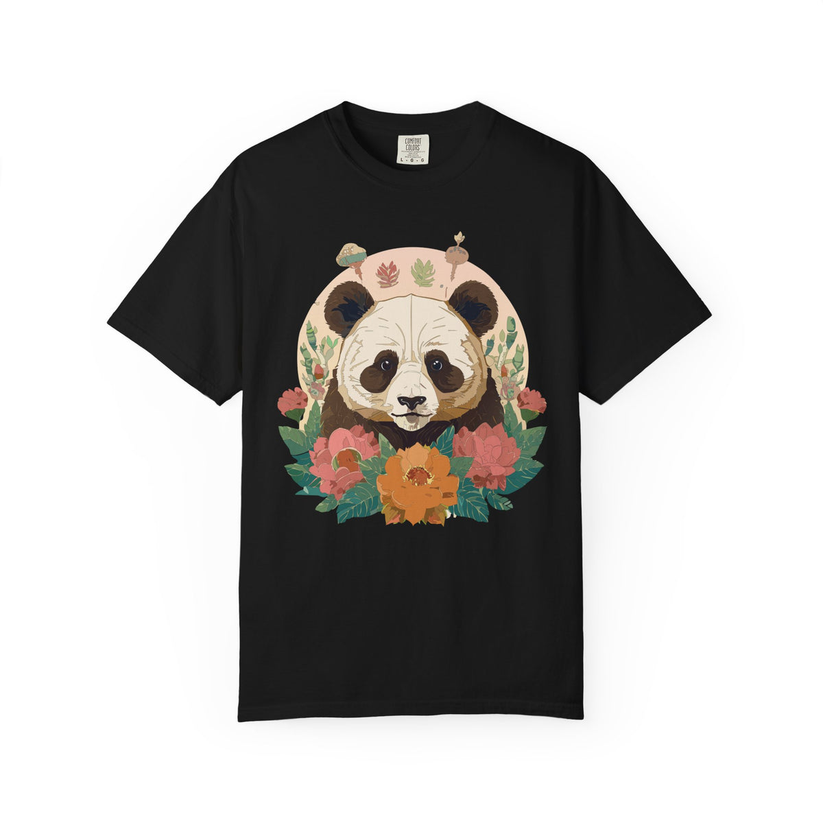 Panda Portrait T-Shirt Unisex Cotton Floral Chinese Graphic Circle Animal Art Tee p2