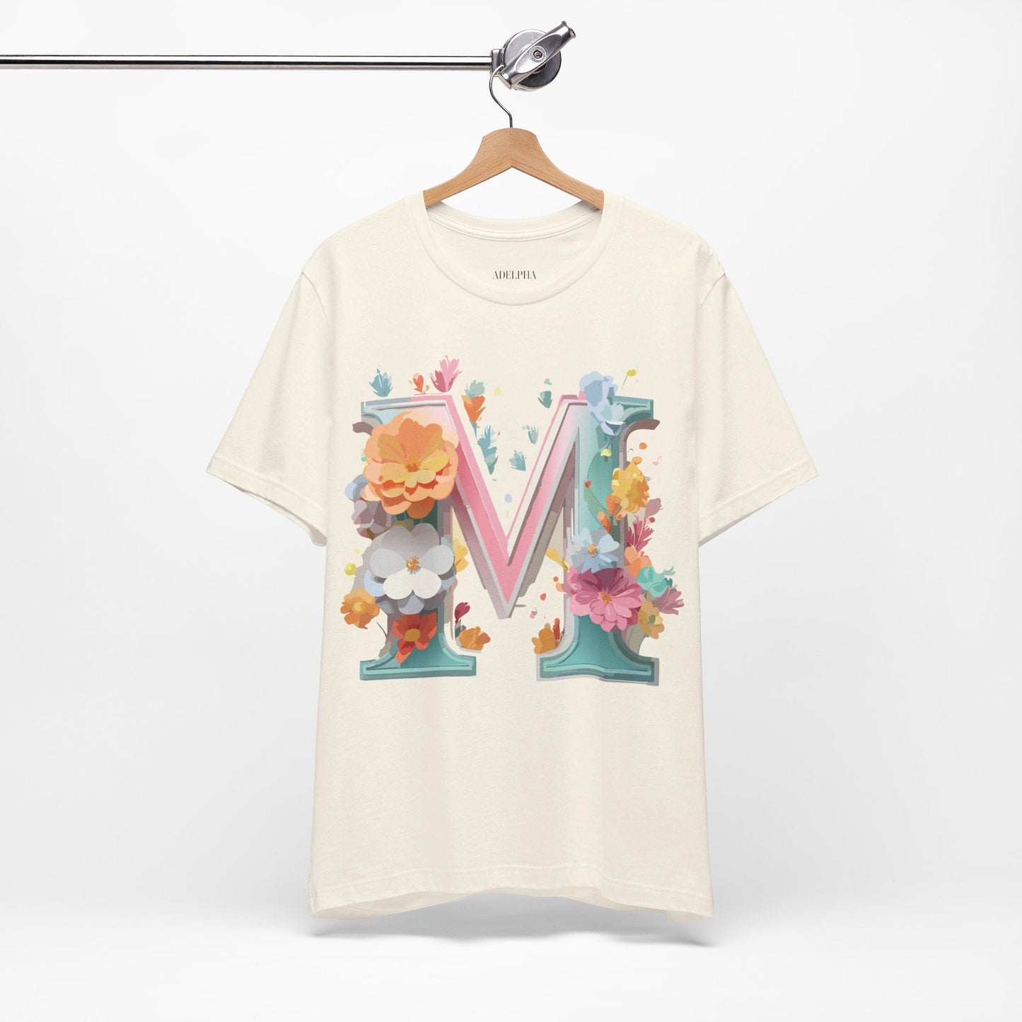 Letter M Graphic Tee Unisex Short Sleeve Shirt By Adelpha Vintage Artwork Design