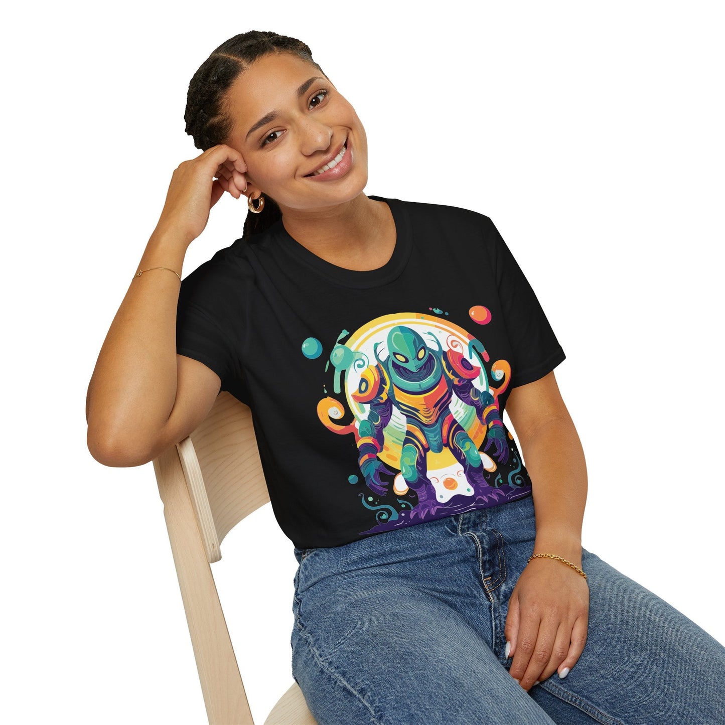 Cosmos Alien T Shirt Unisex Softstyle 64000 with Art Design Durable Comfort Artwork Tee