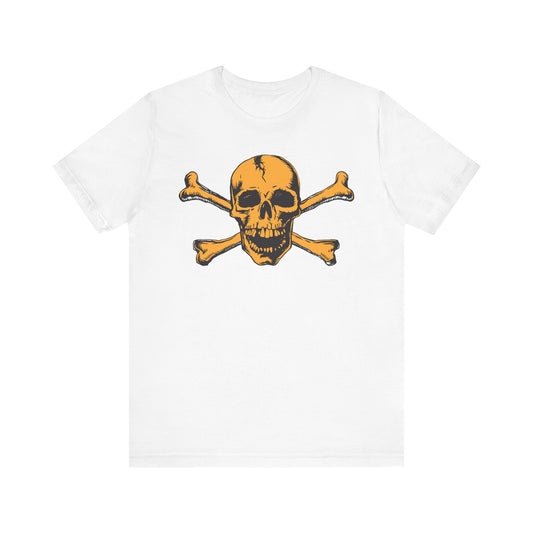 Orange Skull Graphic Design Tee, Skull Shirt, Vintage Tees, Art Design T-Shirt, Vintage Graphic Tee, Art Shirts with Skulls