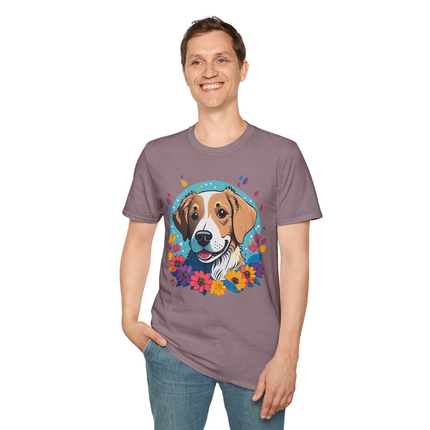 Unisex Dog Shirt Animal Print Tee Gildan Softstyle 64000 Cotton