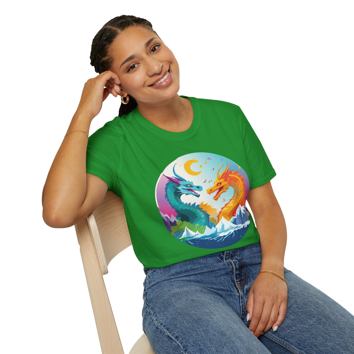 Dragon T Shirt Unisex Gildan Softstyle 64000 Tee Dragon Artwork Animal Print Shirt