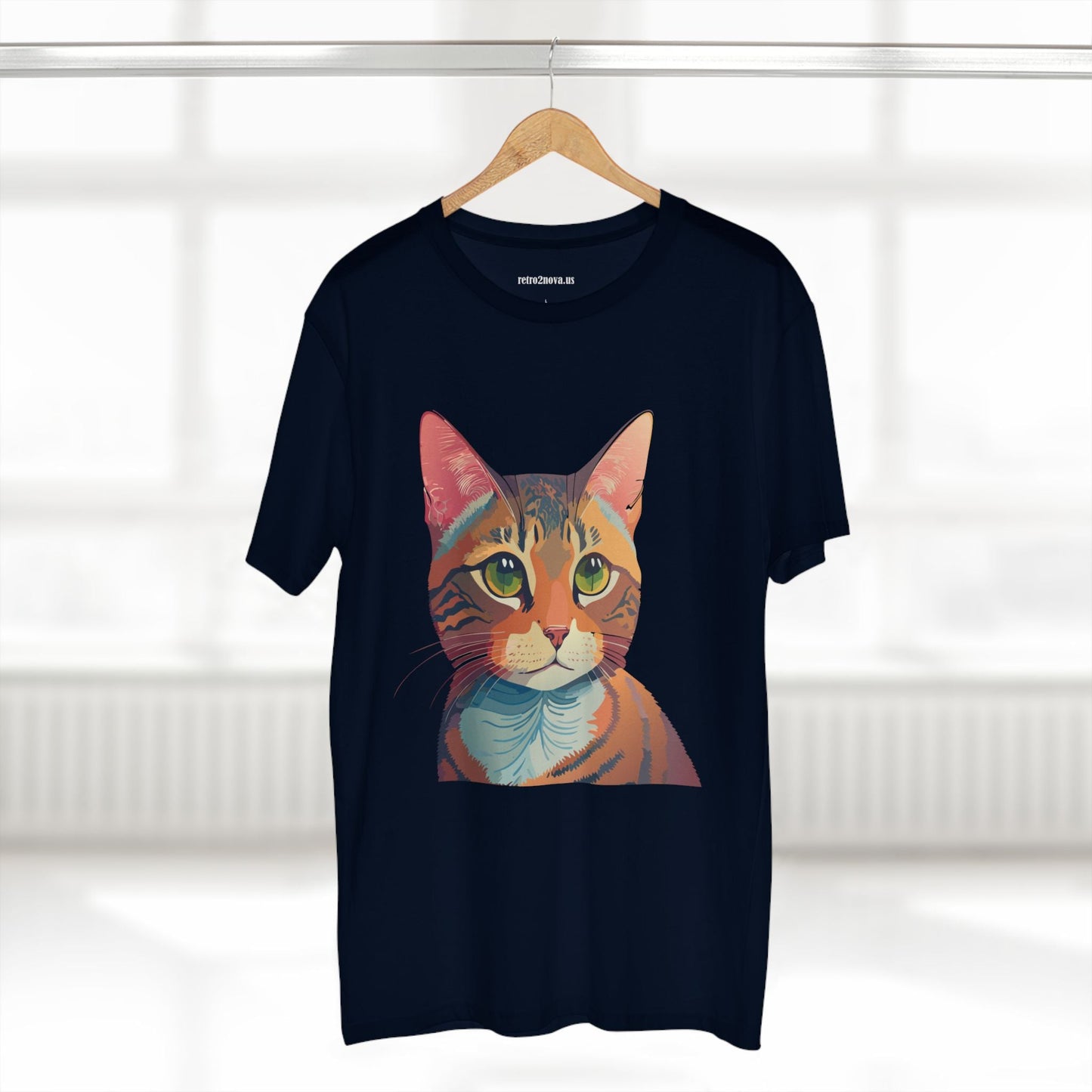 Retro2Nova Cat Art Tee Unisex Premium Cotton Shirt With Original Artwork Design Soft Breathable Comfort Everyday Wear