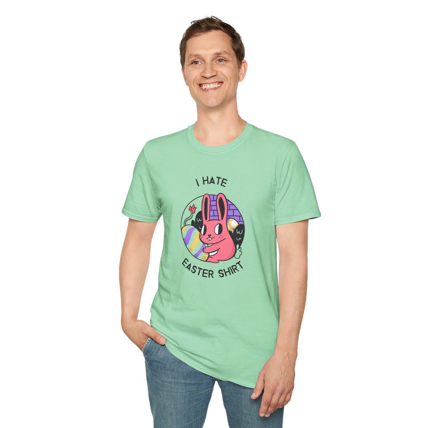 Funny Easter T Shirt Unisex Gildan Softstyle 64000 Easter Design Tee With Signature Print