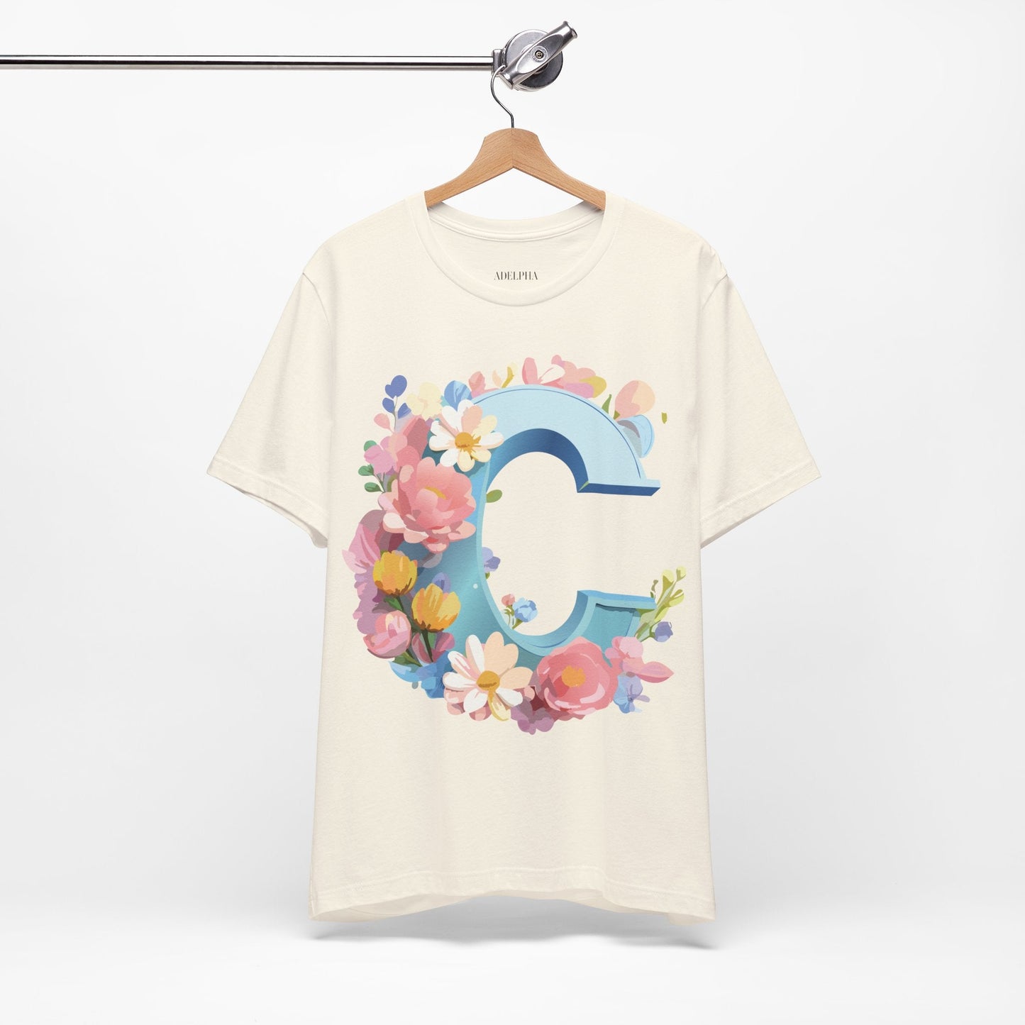 Letter C Shirt Graphic Tee Unisex Short Sleeve Vintage Art Adelpha Premium Quality