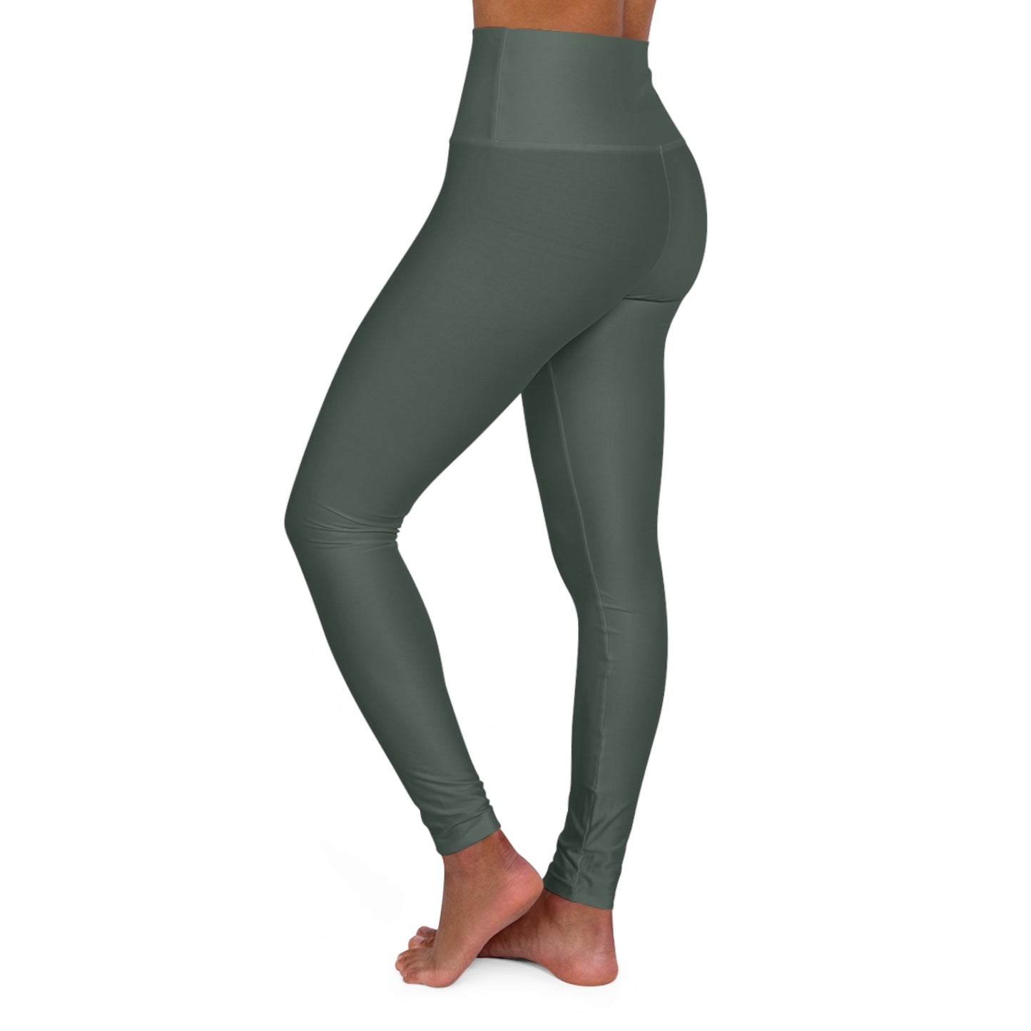 Dark Grey Olive Color High-Waist Yoga Leggings Women's Seamless Poly-Span Stretchy Pants XS-2XL