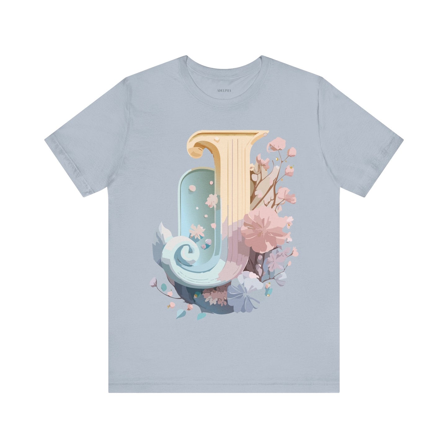 Letter J Shirt Unisex Graphic Tee Adelpha Vintage Inspired Artwork Design Short Sleeve