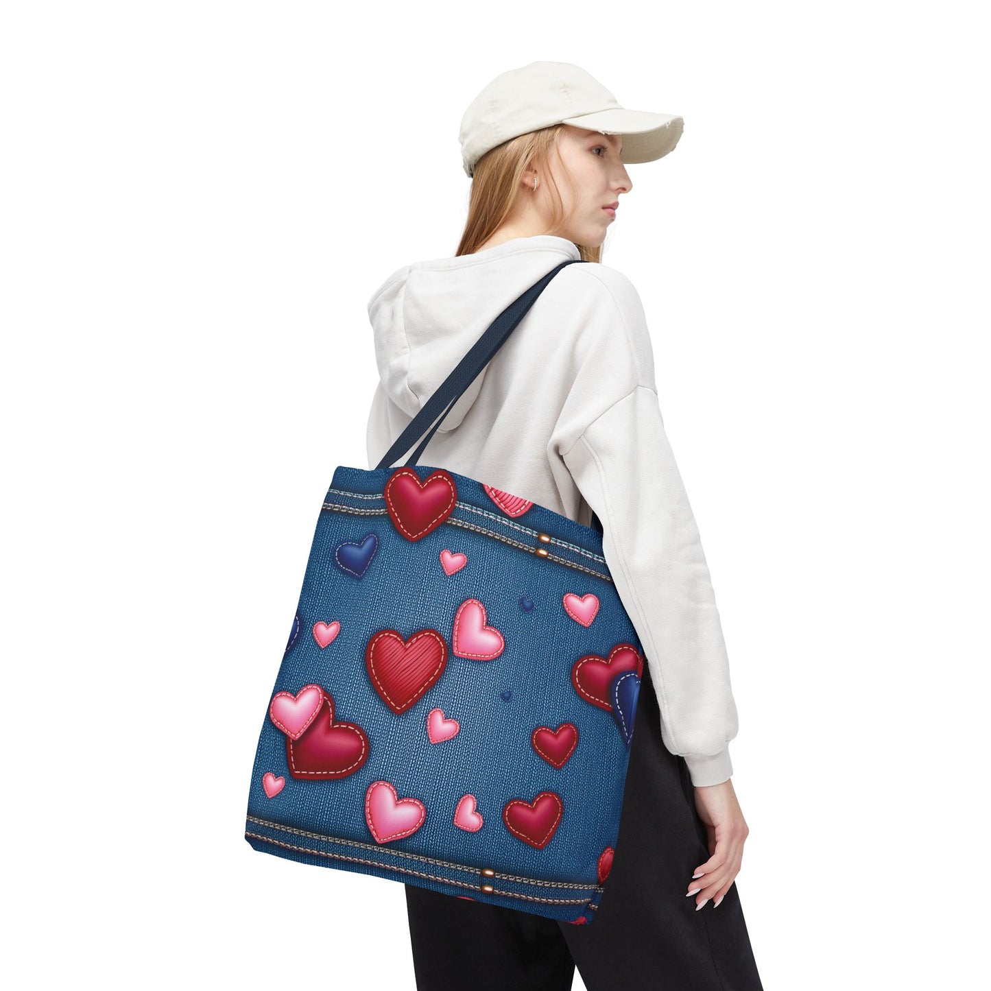 Love Day Graphic Design Denim Fabric Imitation Print Unisex Canvas Bag POLY 3 Sizes Tote Bag 201-29