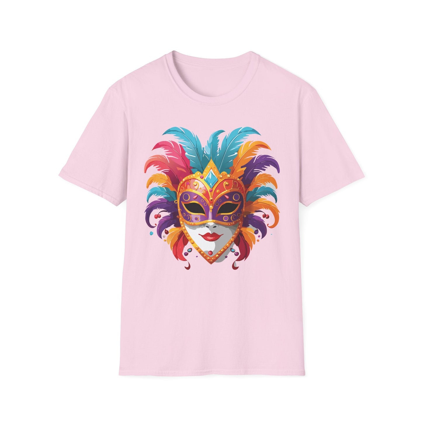 Unisex Gildan Softstyle Mask Tee Shirt With Art Design Casual Everyday Wear Masquerade Tee