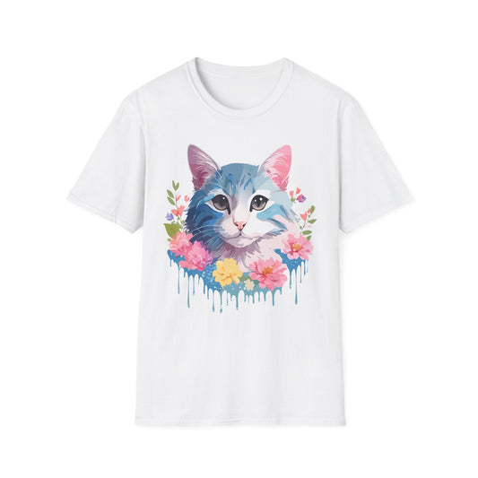 Cat Shirt Unisex Cat Tee Kitten Print Gildan Softstyle 64000