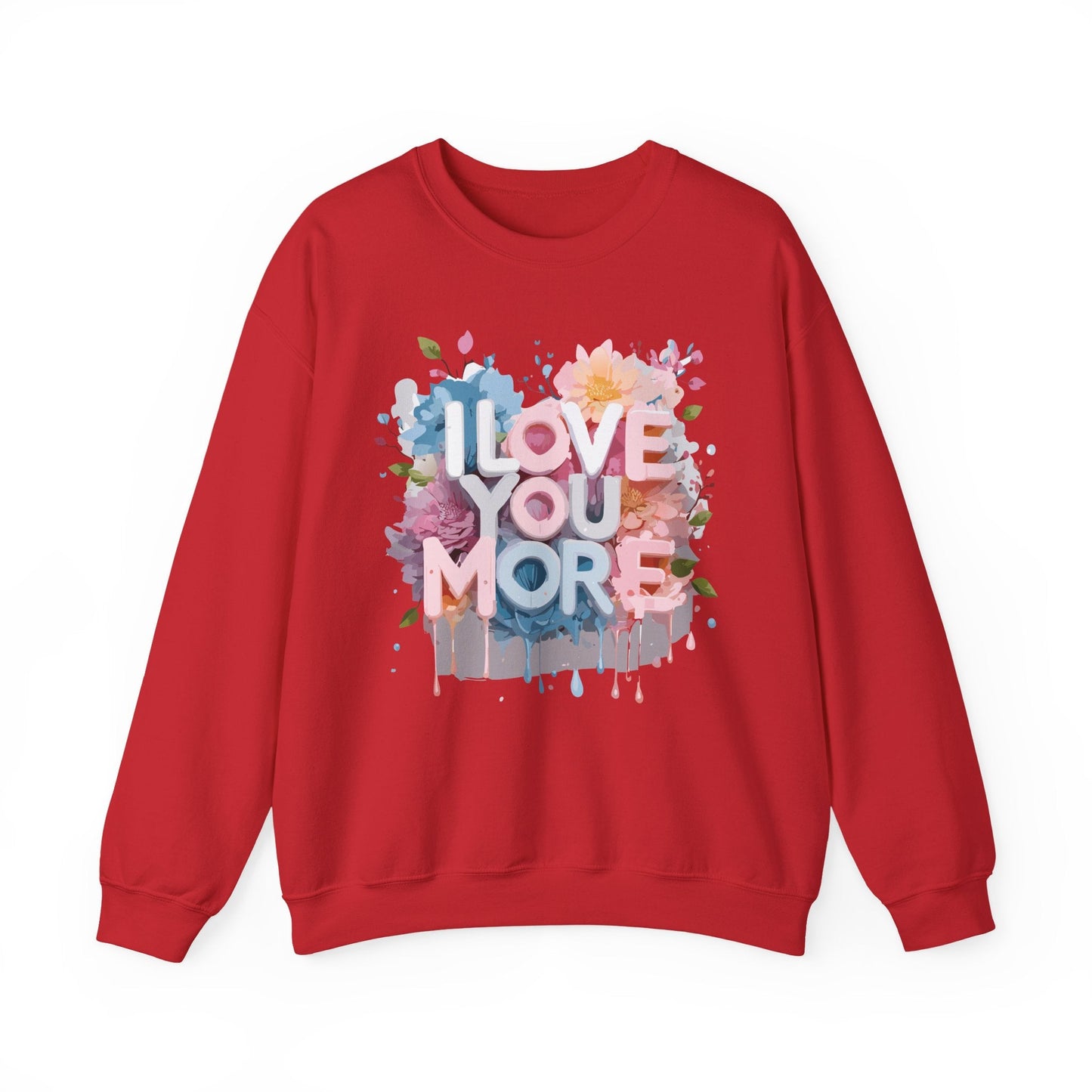 Floral Love Sweatshirt Unisex Heavy Blend Crewneck Valentines Day 50 50 Cotton Polyester Gildan 18000