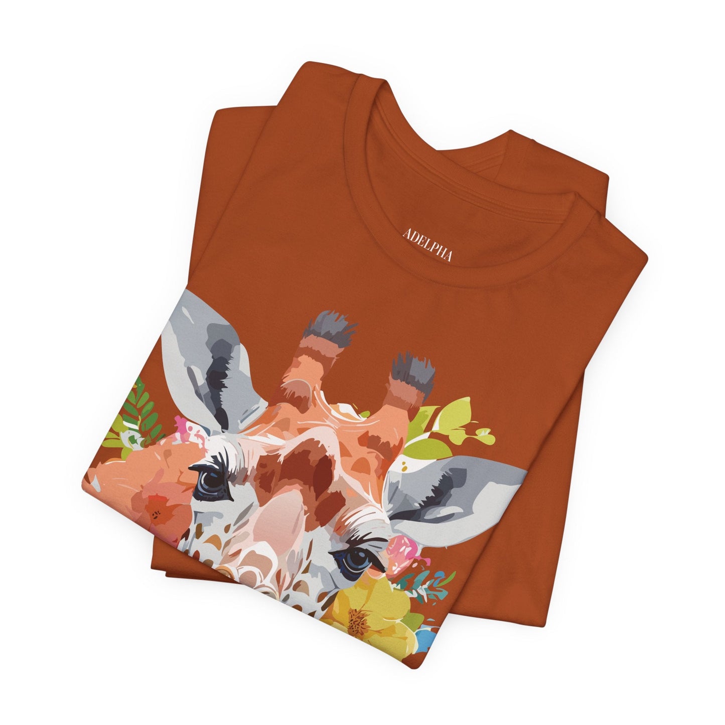 Giraffe Graphic Tee By Adelpha Unisex Vintage Inspired Art Design Short Sleeve Jersey Shirt