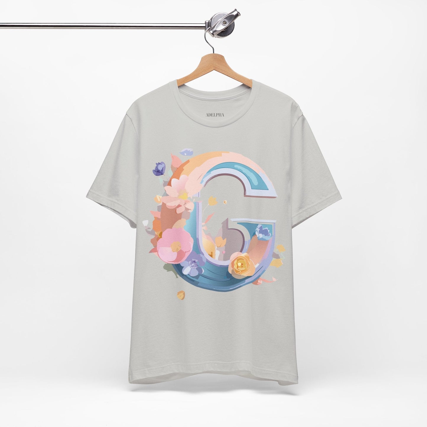 Letter G Graphic Tee Unisex Short Sleeve T Shirt by Adelpha Vintage Inspired Artwork