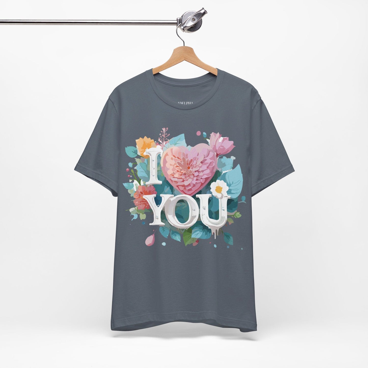 Valentine Day Graphic Unisex 100 Cotton Vintage Artwork with Love and Flower Design Tee 9
