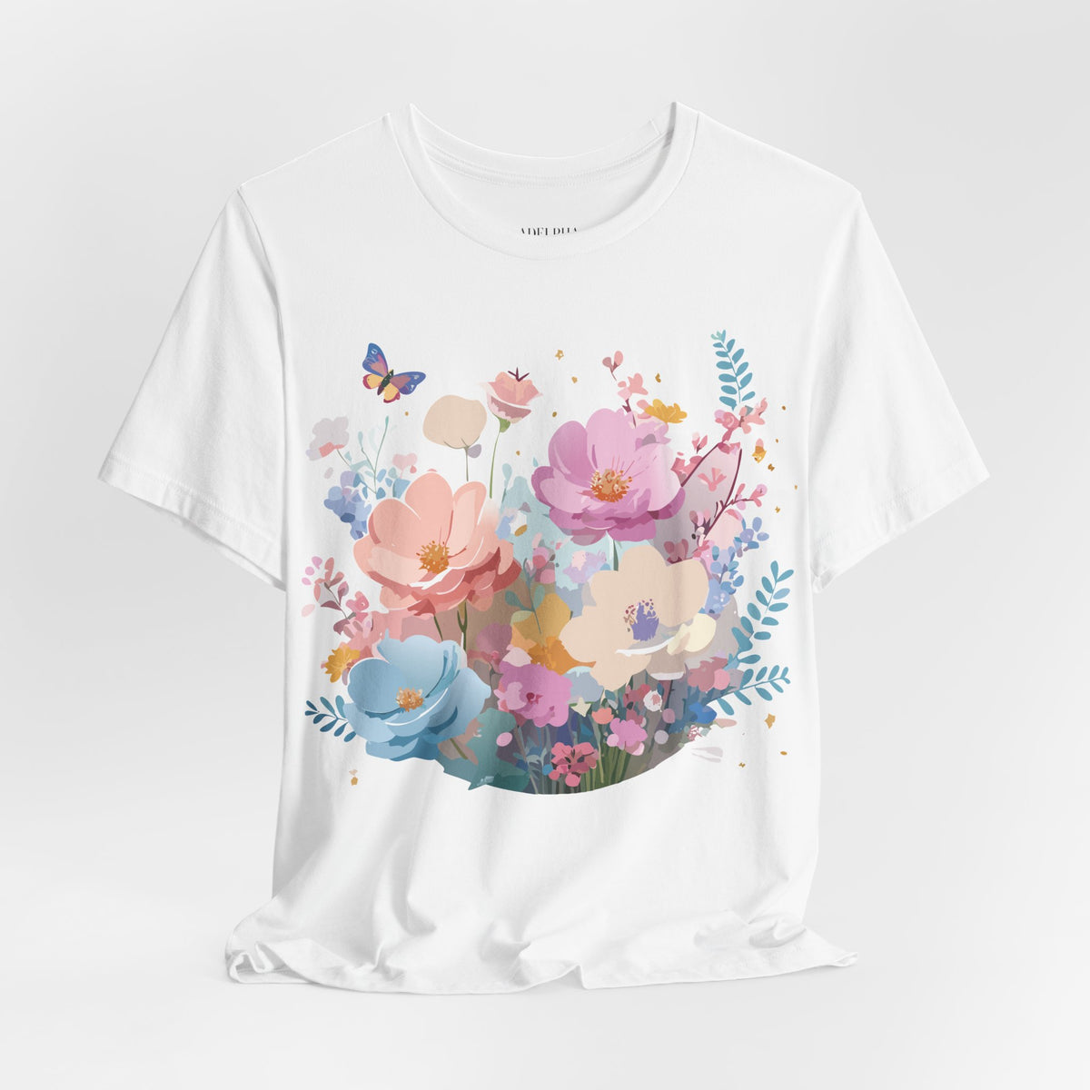 Floral Graphic Unisex Cotton Bella+Canvas Tee with Flowers Art Design n117