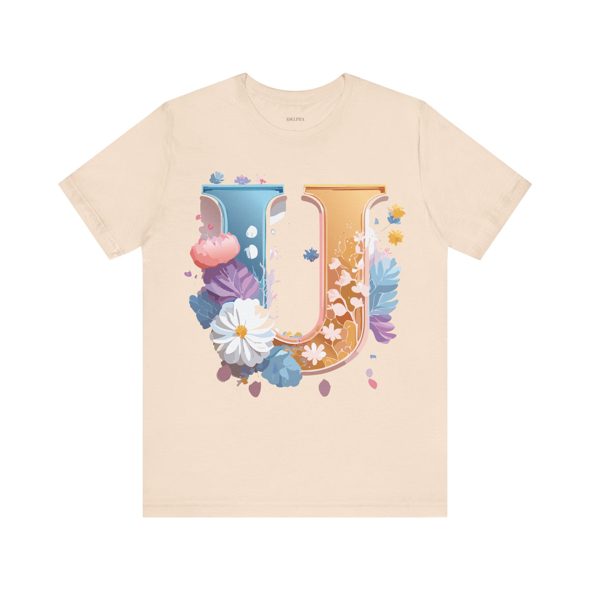 Letter U Graphic Unisex Cotton Bella+Canvas Tee with Art Letter Design