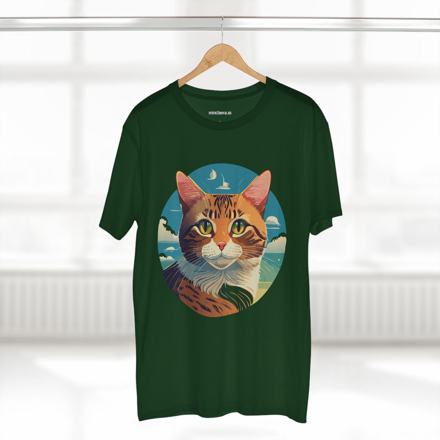 Unisex Premium Cotton Staple Tee With Original Cat Art Design Featuring Retro2Nova Logo And Everyday Comfort