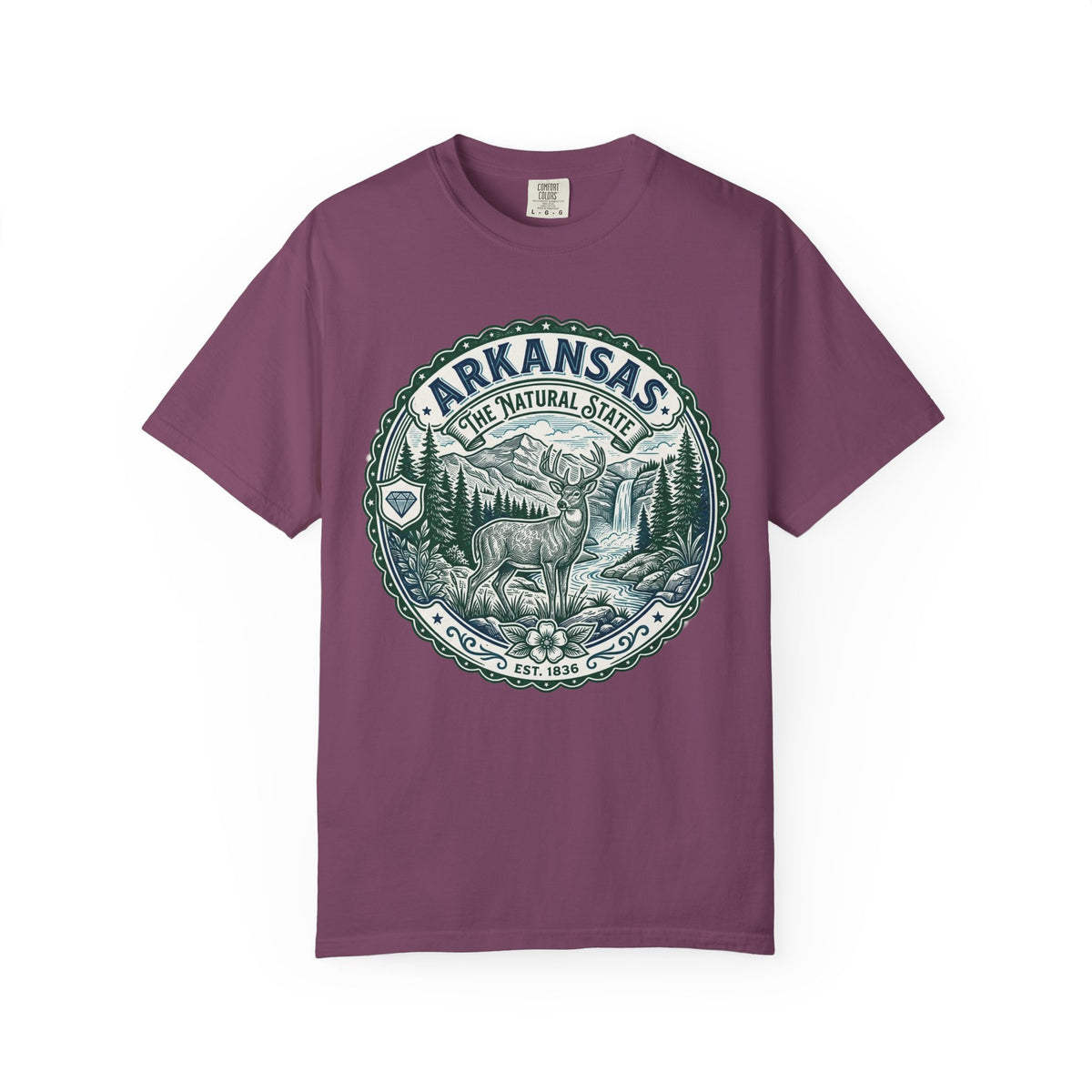 Arkansas Graphic Heavyweight Garment-Dyed Travel Tourist Graphic Gift Tee Unisex 100 Cotton Comfort Colors T-Shirt
