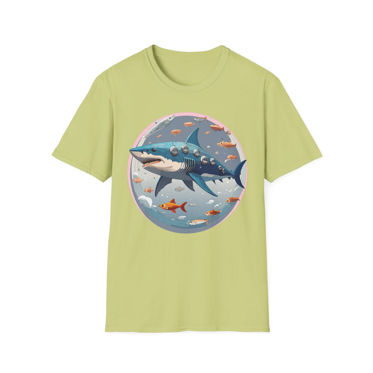 Steampunk Shark T-Shirt | Submarine Porthole Ocean Illustration