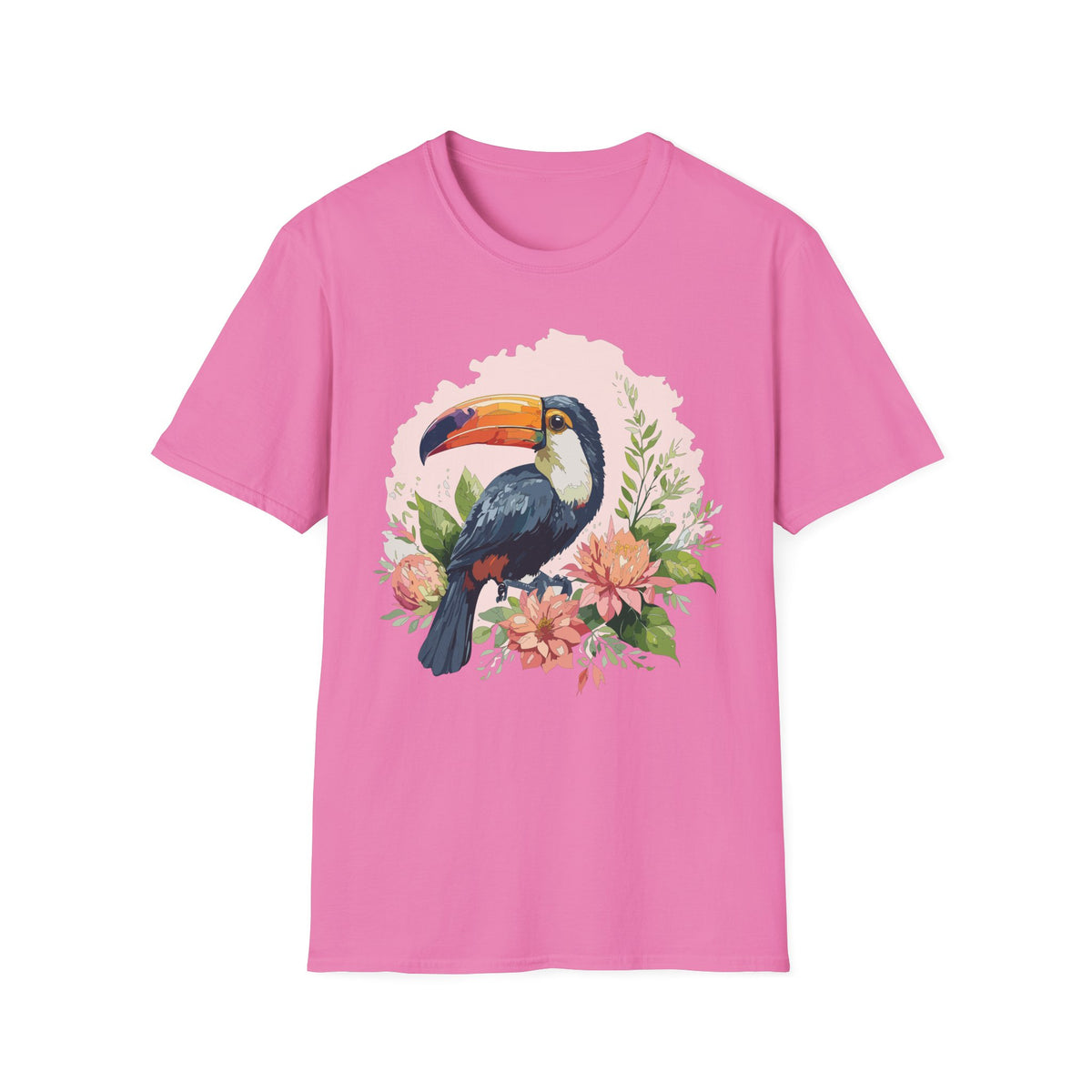 Tropical Toucan Illustration T-Shirt | Floral Bird Graphic