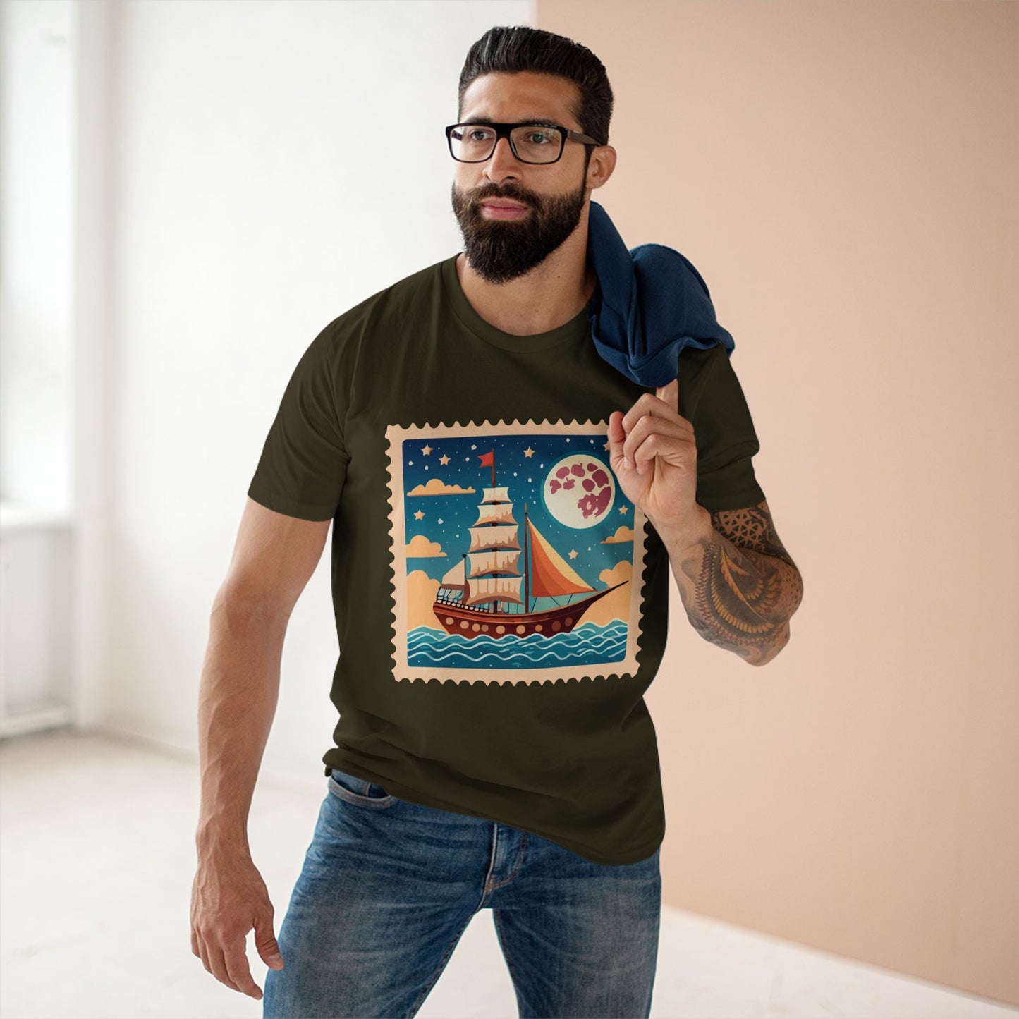 Postage Stamp Shirt Unisex Premium Cotton Tee With Original Art Design By Retro2Nova