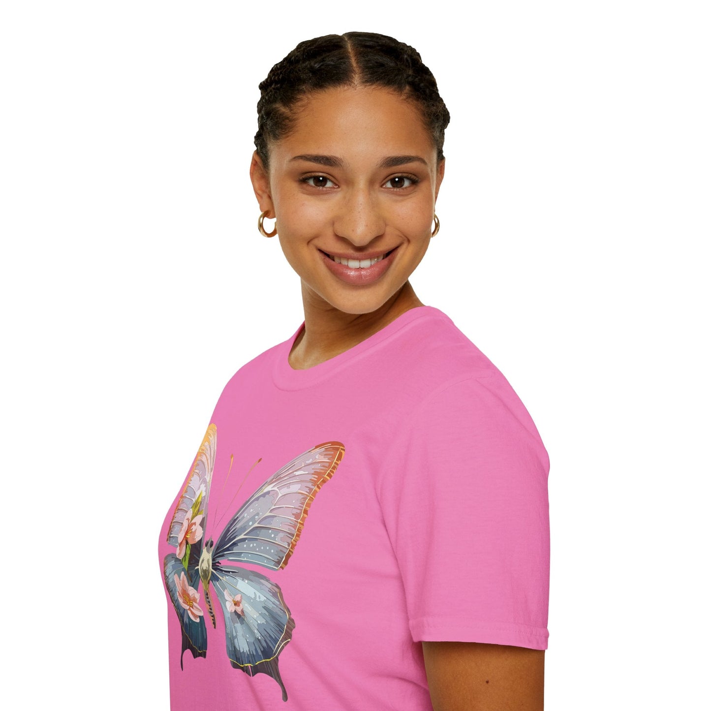 Butterfly Print T Shirt For Men Women Unisex Monarch Design Softstyle Cotton Tee