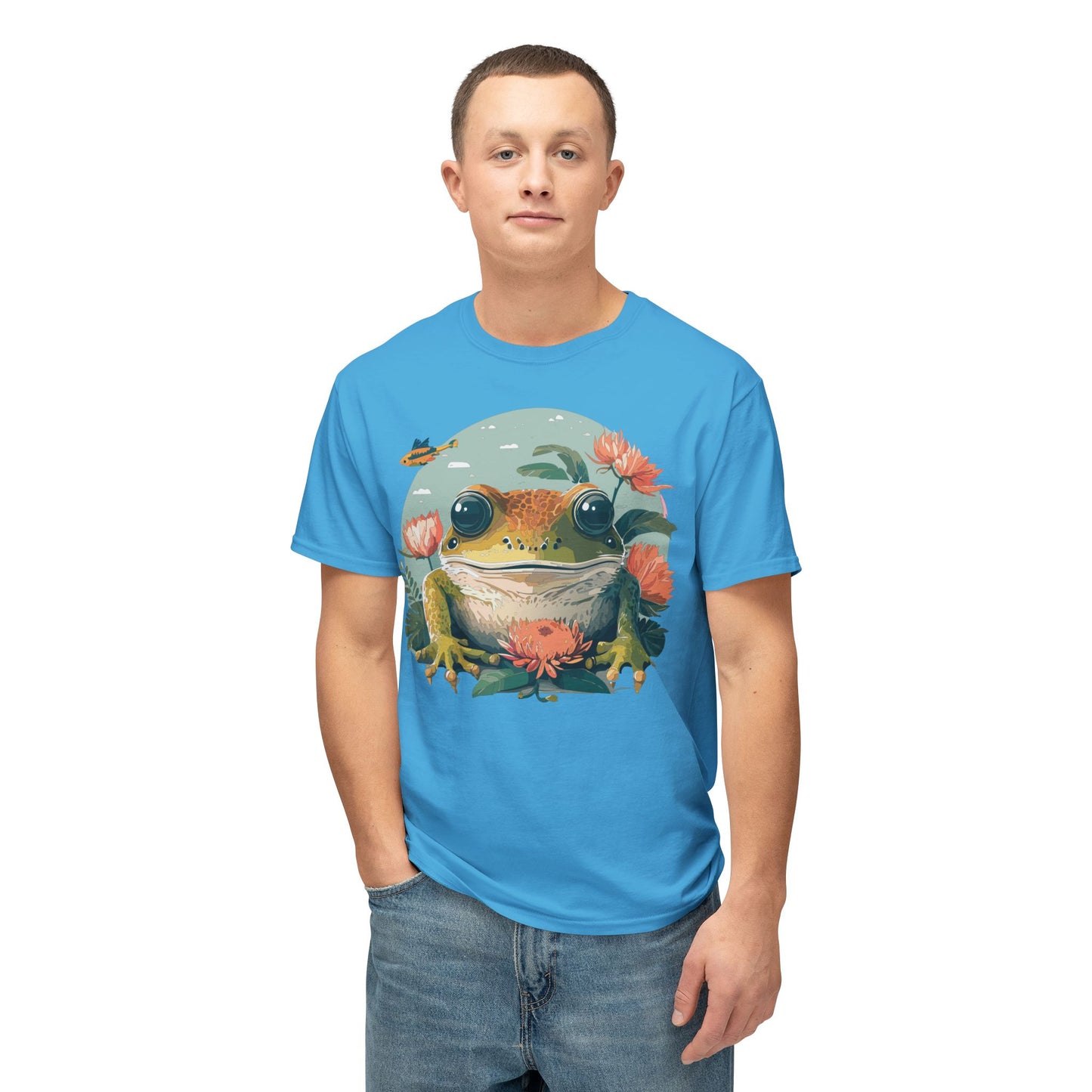 Frog T-Shirt, Vintage Frog Tee, Floral Tees, Frog Art Design Shirt, Tee Shirt with Frog 1