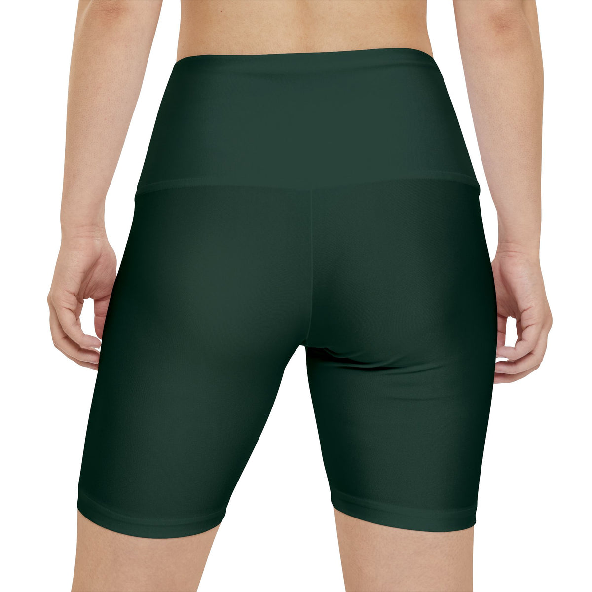 Evergreen Green Women’s High-Waist Workout Shorts — Forest Green Athletic Biker Shorts