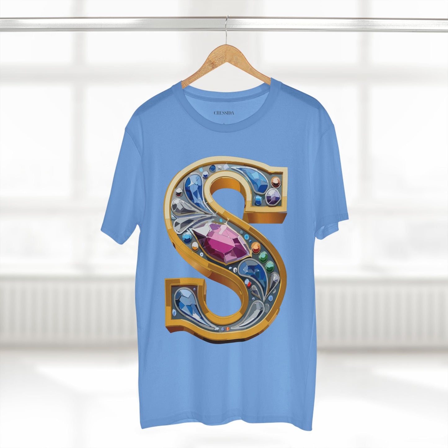 Letter S Graphic Design Tee Unisex 100 Cotton With Antique Gold Letters Artwork T-Shirt