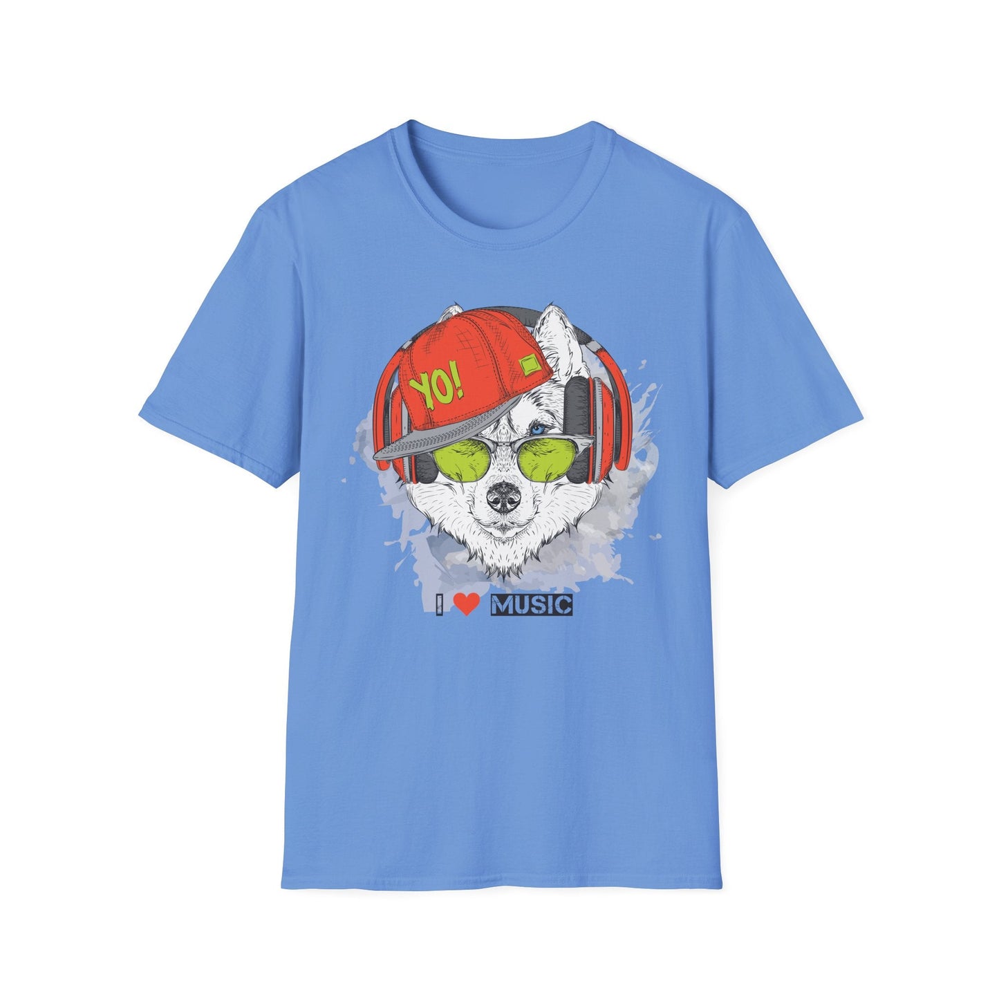 Unisex Music Animals Short Sleeve T Shirt With Headphones For Music Lovers Gildan 64000