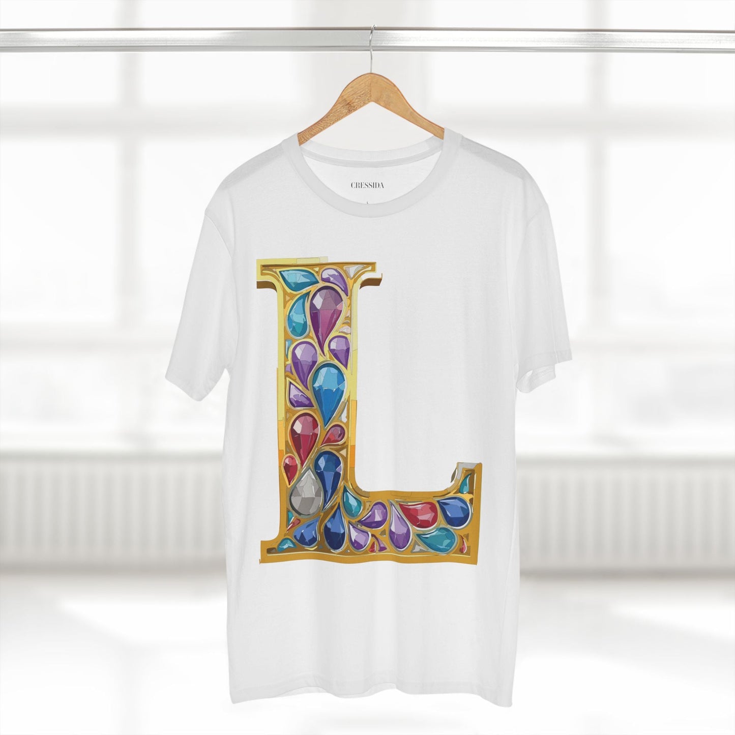 Letter L Graphic Design Tee Unisex 100 Cotton With Antique Gold Letters Artwork T-Shirt