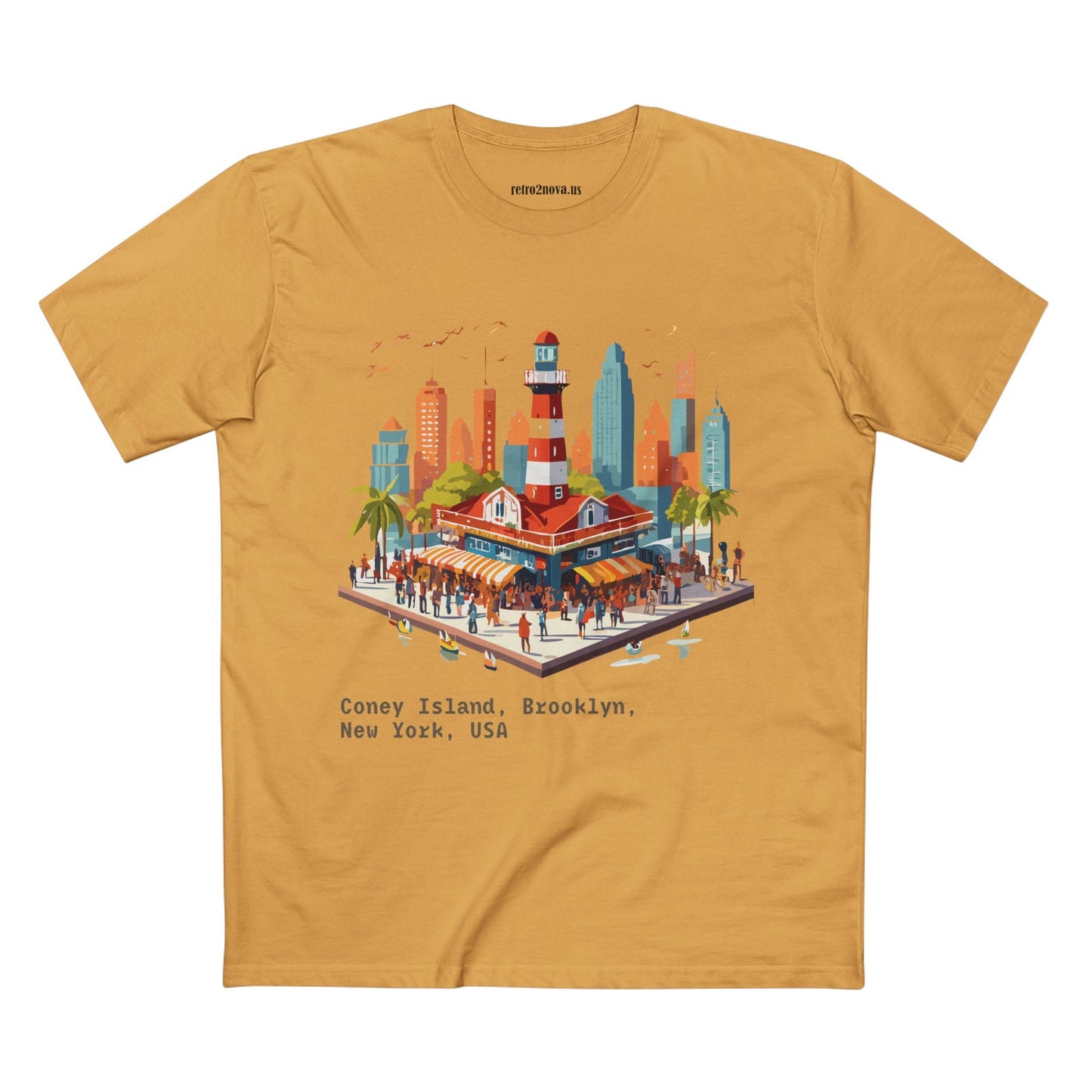 Unisex Travel Shirt Brooklyn Tourist Shirt Premium Cotton Tee with Original Art by Retro2Nova TT25