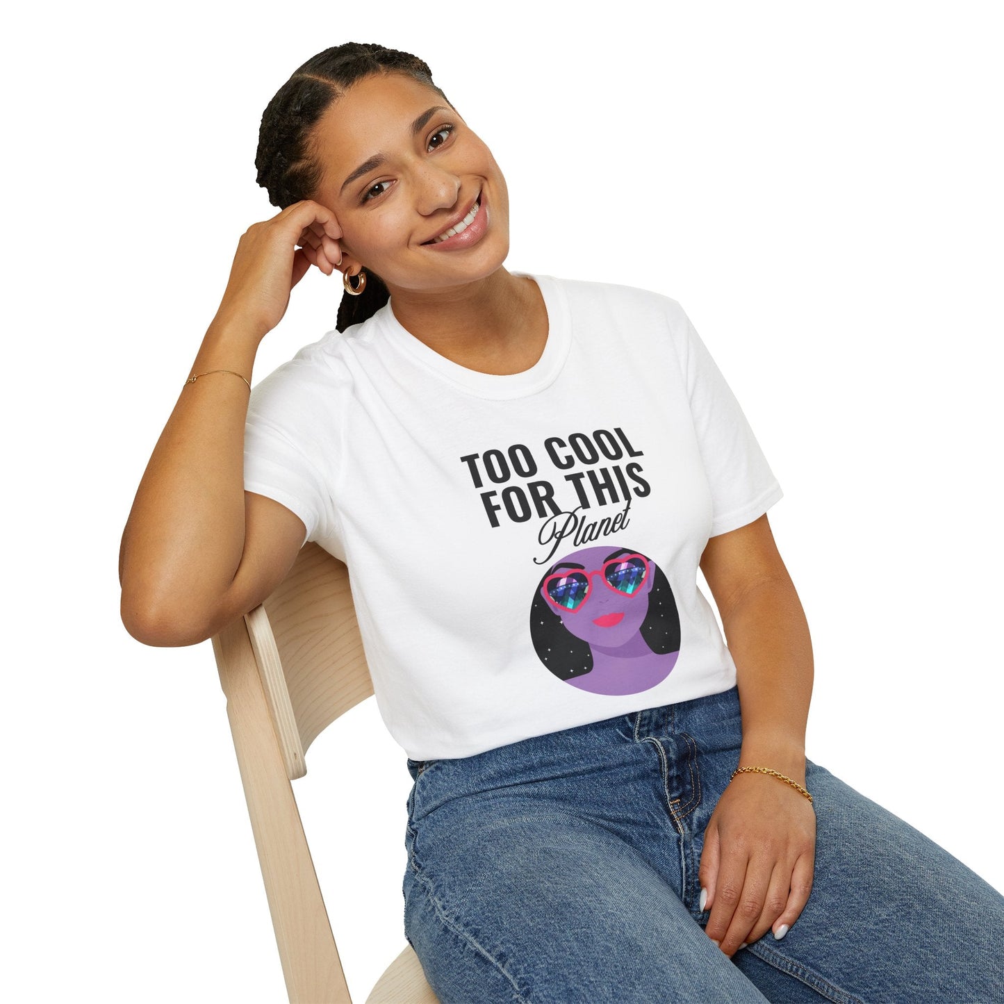 Too Cool For This Planet TShirt  Retro Alien Sunglasses Graphic Tee