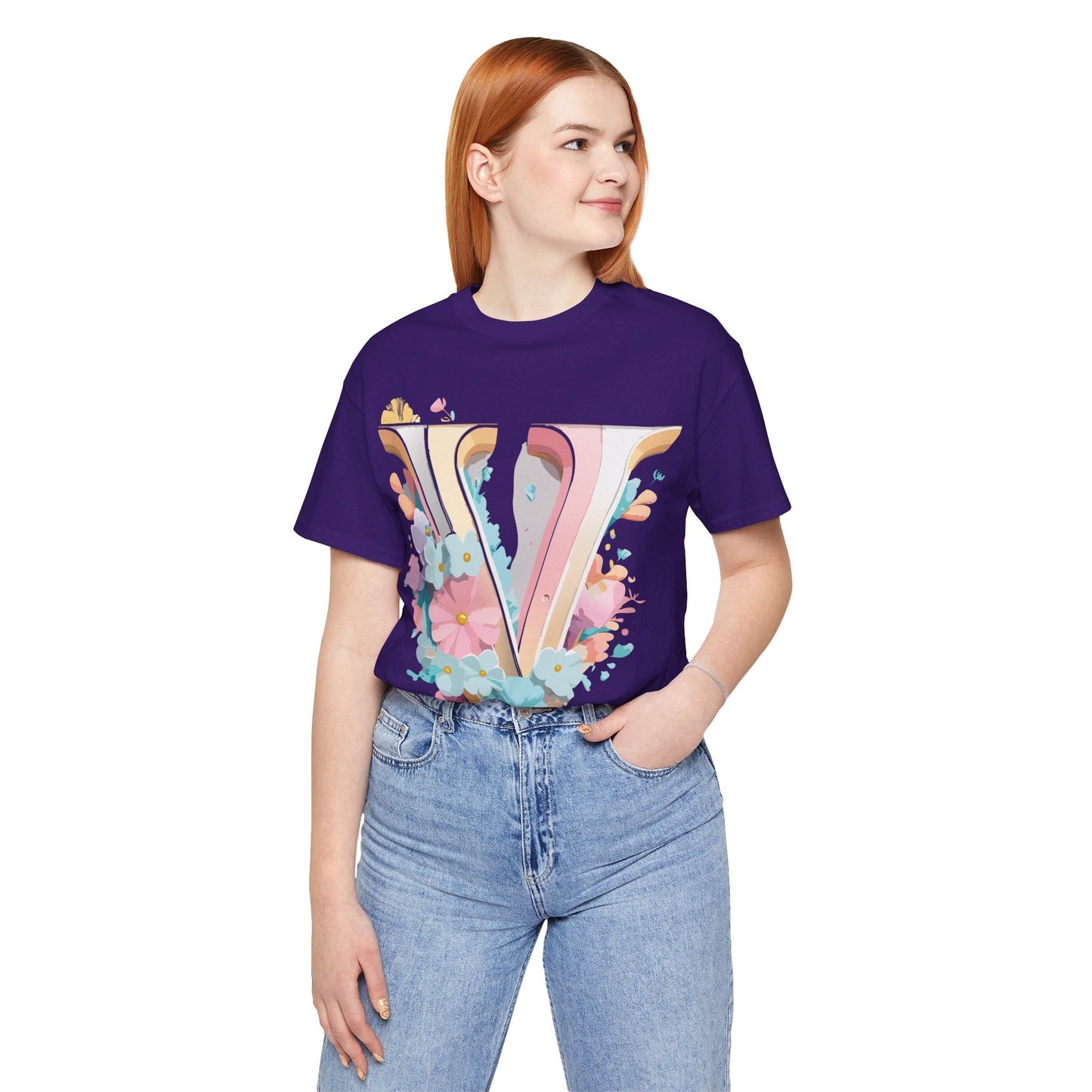 Letter V Graphic Tee Unisex Jersey Short Sleeve Vintage Inspired Art Design