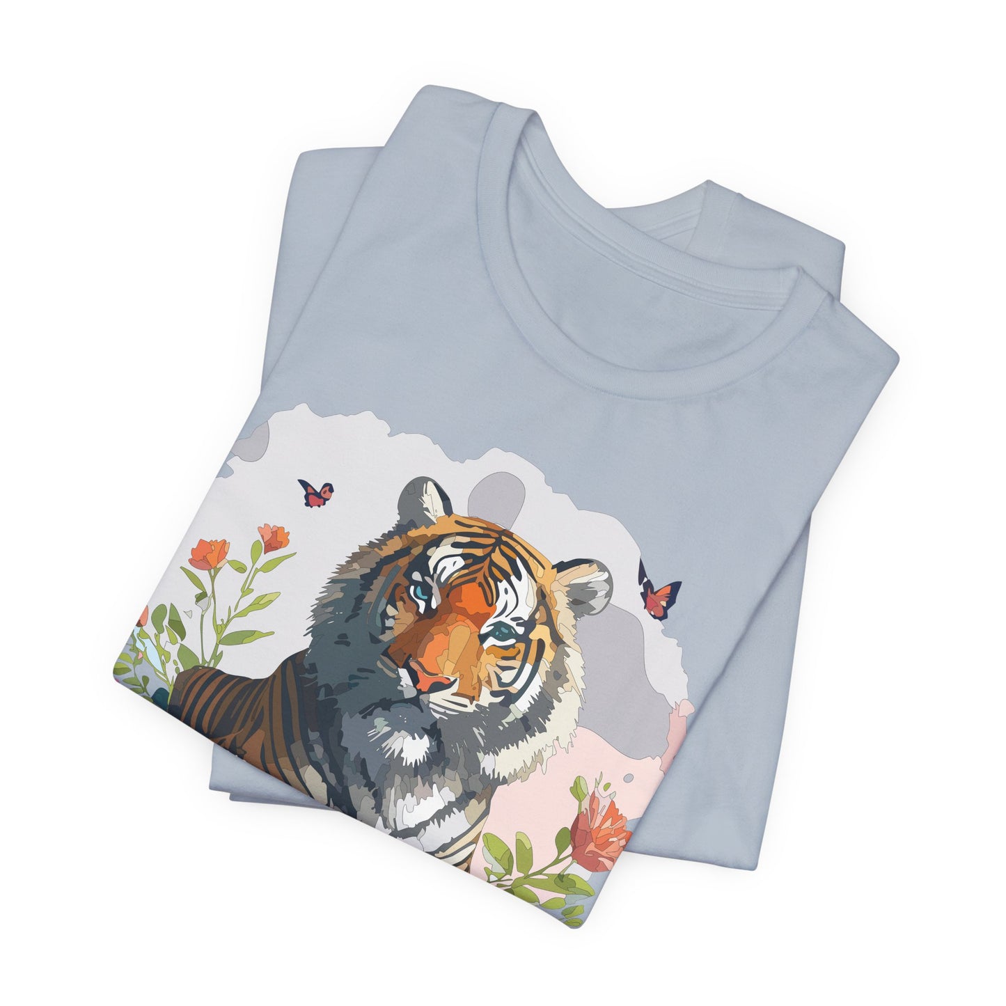 Floral Tiger Graphic Tee, Animal Shirt, Tiger Shirt, Flower Top, T-Shirt with Animal, Art Design