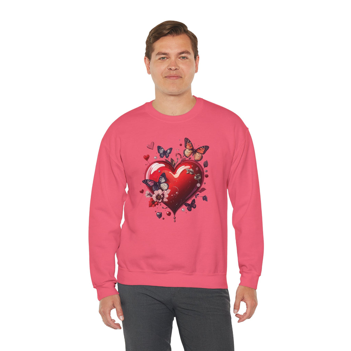 Big Red Heart Sweatshirt, Floral Red Heart Sweatshirt, Floral Love Sweatshirt, Valentine's Day Sweatshirt, Heart Floral Sweatshirt 105