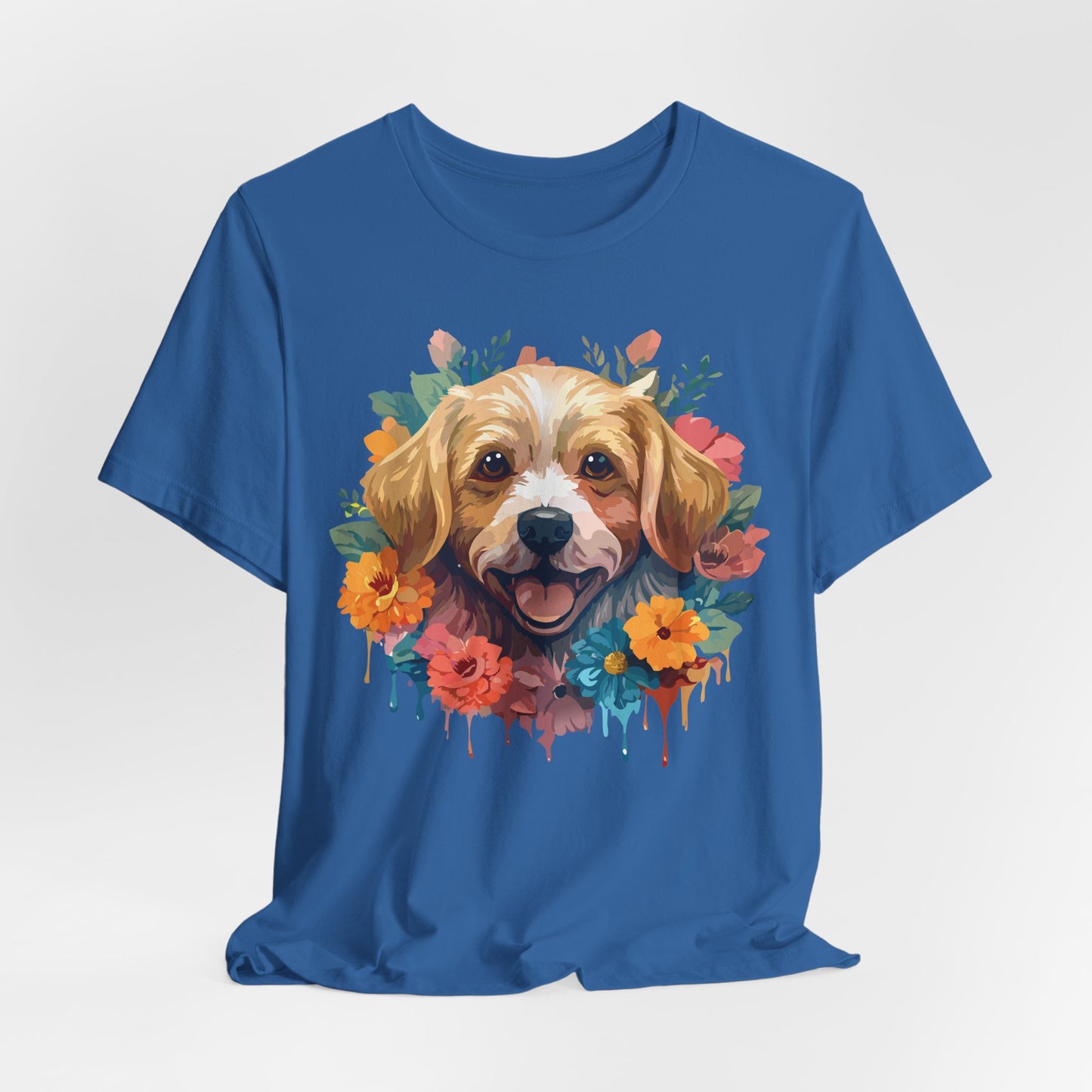 Floral Dog Tee, Animal Shirt, Dog Shirt, Floral Tee, Flower T-shirt, T-Shirt with Animal, Summer Top with Art Design