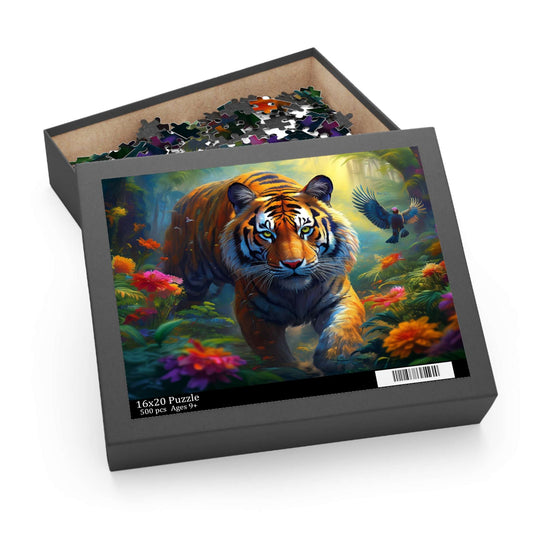 Tiger Puzzle 500-Chipboard Pieces in Box | Kids Puzzles Size: 16" x 20",  Ages 9+ and Family pn64